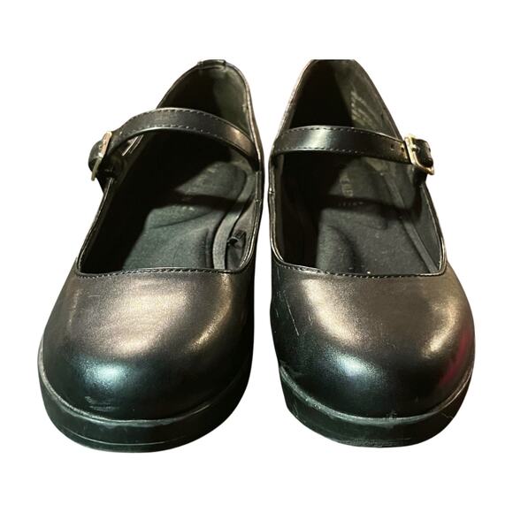 Anne Klein Black Leather Mary Jane Wedge Heels Size 7M classic old money preppy - Picture 4 of 13